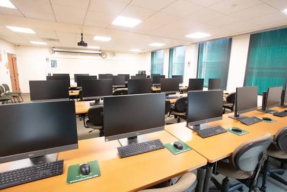 Computer laboratory with workstations