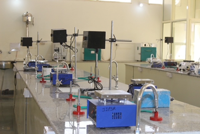 Pharmacy laboratory with analytical instruments